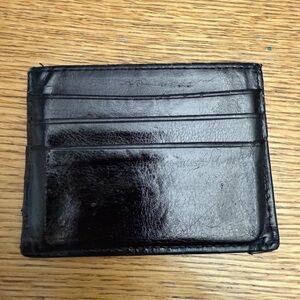 Slim black leather card holder / wallet